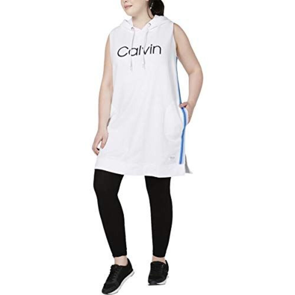 Calvin Klein Performance Plus Size Ombre Stripe Sleeveless Hoodie Dress